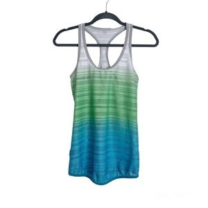 Lorna Jane Racer Back Perforated Tank Top XS Blue Green